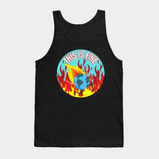 This Is Fine Planet Is on Fire Climate Change Anxiety Tank Top